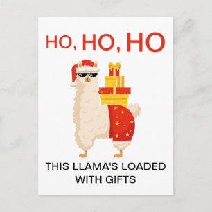 Funny Christmas Simple Disco Santa Llama Holiday Postcard