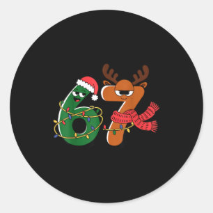 Funny Christmas Six Seven 67 Meme 6 7, Holiday Paj Classic Round Sticker