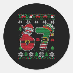 Funny Christmas Six Seven 67 Meme Santa Elf Retro  Classic Round Sticker