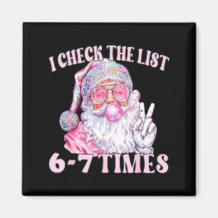 Funny Christmas Six Seven Meme Santa I Check List  Magnet