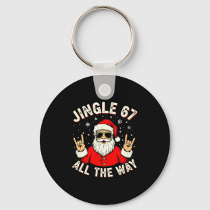 Funny Christmas Six Seven Santa Rock N' Roll Hands Keychain