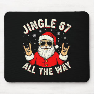 Funny Christmas Six Seven Santa Rock N' Roll Hands Mouse Pad
