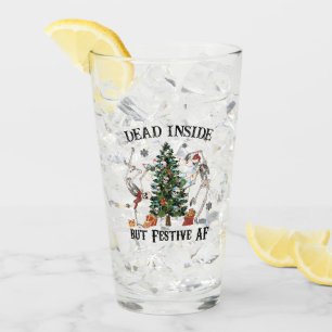 Funny Christmas Skeleton - Dead Inside But Festive Glass