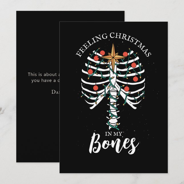 Funny Christmas Skeleton Holiday Card (Front/Back)