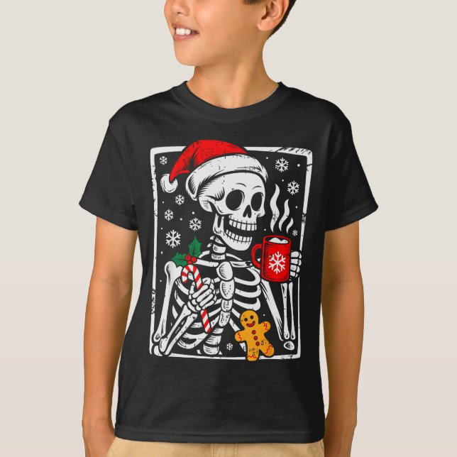 Funny Christmas Skeleton Hot Chocolate Xmas Men Wo T-Shirt (Front)