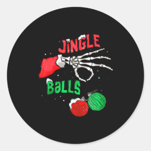 Funny Christmas Skeleton Jingle Funny Xmas Matchin Classic Round Sticker