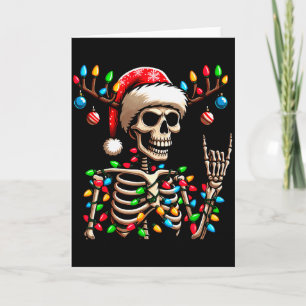 Funny Christmas Skeleton Santa Hat Xmas Vibes For  Card