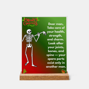 Funny Christmas Skeleton Wishes for man Acrylic Sign