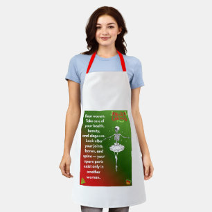Funny Christmas Skeleton Wishes for woman Apron