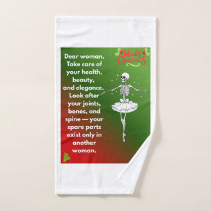 Funny Christmas Skeleton Wishes for woman Holiday  Hand Towel
