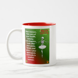 Funny Christmas Skeleton Wishes for woman Holiday  Two-Tone Coffee Mug