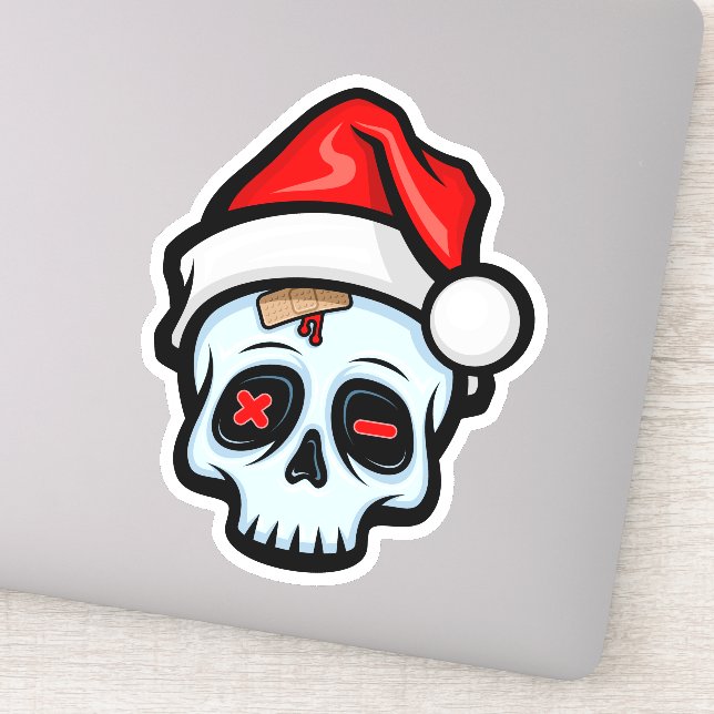 Funny Christmas Skull, Cartoon Style (Detail)