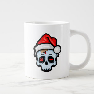 Funny Christmas Skull, Cartoon Style Large Coffee Mug