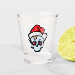 Funny Christmas Skull, Cartoon Style Shot Glass
