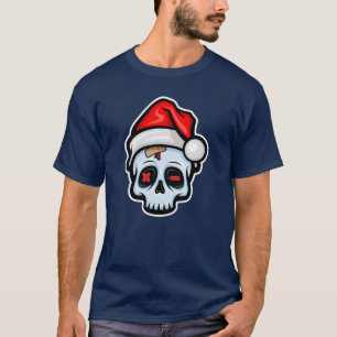 Funny Christmas Skull, Cartoon Style T-Shirt