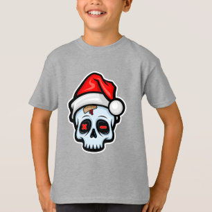 Funny Christmas Skull, Cartoon Style T-Shirt