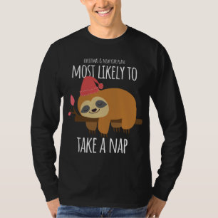 Funny Christmas Sloth Most Likely To Take A Nap T-Shirt