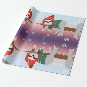 funny christmas sloth wrapping paper