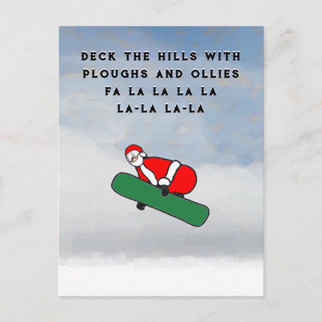 Funny Christmas Snowboarding Postcard (Front)