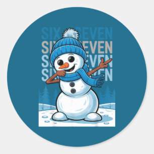 Funny Christmas Snowman Dabbing Xmas Dab Six Seven Classic Round Sticker