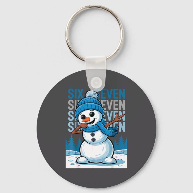 Funny Christmas Snowman Dabbing Xmas Dab Six Seven Keychain (Front)