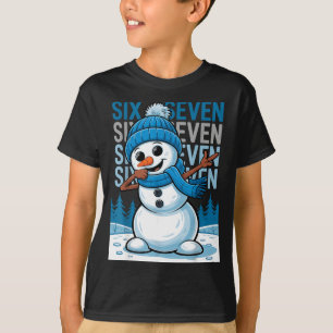 Funny Christmas Snowman Dabbing Xmas Dab Six Seven T-Shirt