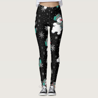 Funny Christmas Snowman Pattern Leggings. Leggings