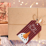 Funny Christmas Snowman Red Black Buffalo Plaid Gift Tags<br><div class="desc">This funny snowman is wishing someone Merry Christmas or whatever message that you would like ...  simple and fun ... . This tag can be customized on the back as well.</div>