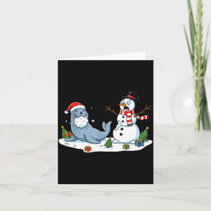 Funny Christmas Snowman Sea Lion Xmas Mens Womens  Card
