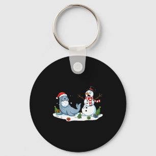 Funny Christmas Snowman Sea Lion Xmas Mens Womens Keychain