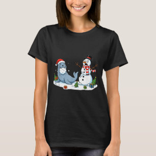 Funny Christmas Snowman Sea Lion Xmas Mens Womens  T-Shirt