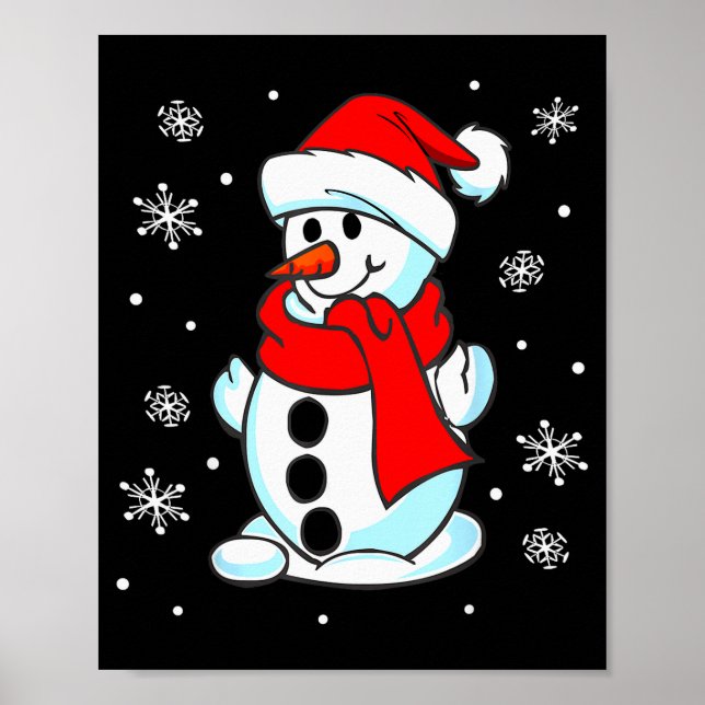 Funny Christmas Snowman Tee Cute Santa Men Women K Poster (Front)