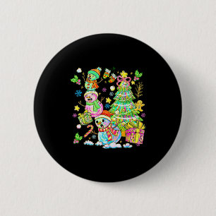 Funny Christmas Snowman Topper Tree Holiday Family 2 Inch Round Button
