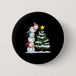 Funny Christmas Snowman Topper Tree Holiday Family 2 Inch Round Button