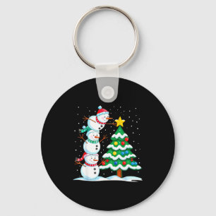 Funny Christmas Snowman Topper Tree Holiday Family Keychain