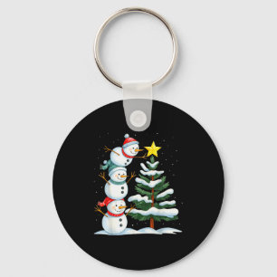 Funny Christmas Snowman Topper Tree Holiday Family Keychain
