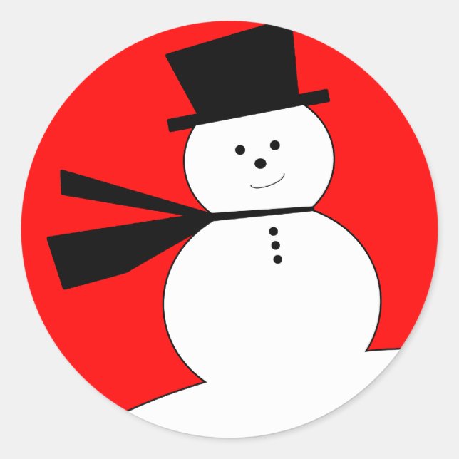 Funny Christmas Snowman with Top Hat Classic Round Sticker (Front)