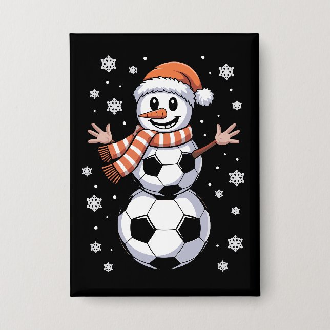 Funny Christmas Soccer Balls Tree As Snowman  (Front)