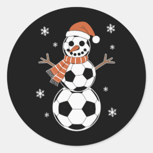 Funny Christmas Soccer Bylls As Snowman Men Boys K Classic Round Sticker