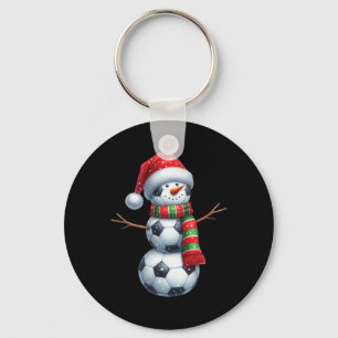 Funny Christmas Soccer Bylls Snowman Keychain