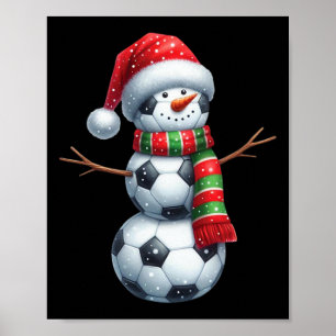 Funny Christmas Soccer Bylls Snowman Poster