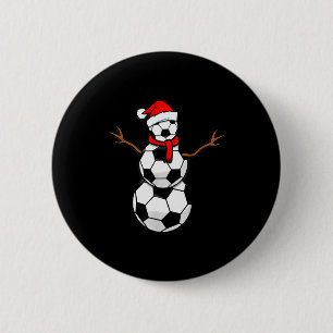 Funny Christmas Soccer Santa Snowman  2 Inch Round Button