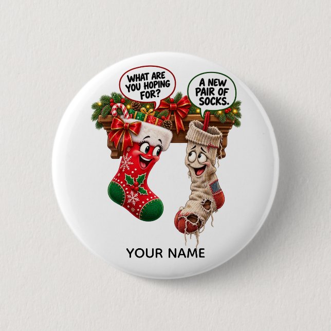 Funny Christmas Socks 2 Inch Round Button (Front)