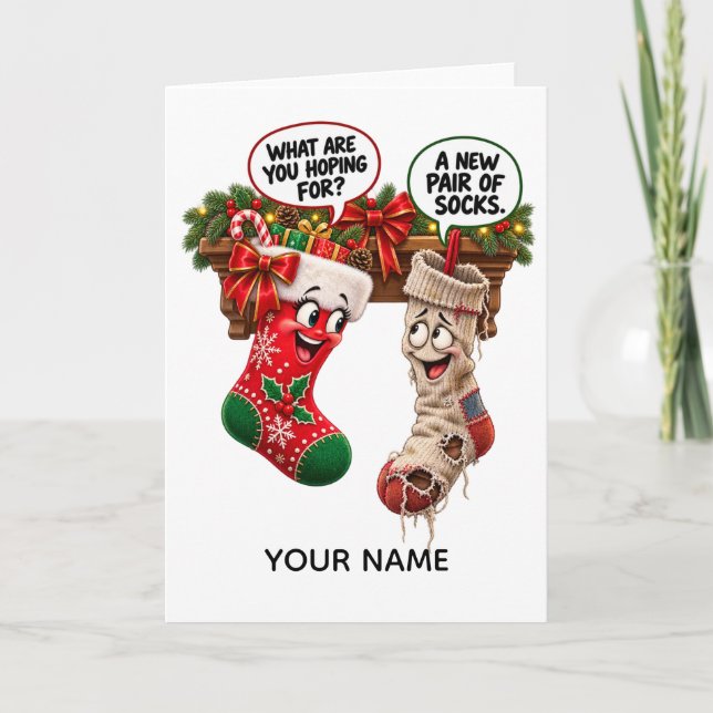 Funny Christmas Socks Card (Front)