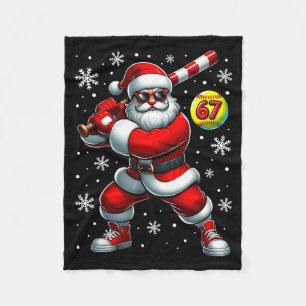 Funny Christmas Softball Cool Santa Claus 6 7 Meme Fleece Blanket
