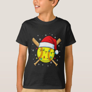 Funny Christmas Softll Santa Hat For Softll Player T-Shirt