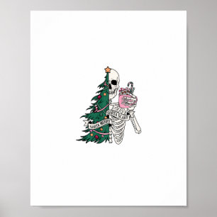 funny christmas sorta merry sorta scary skeleton x poster