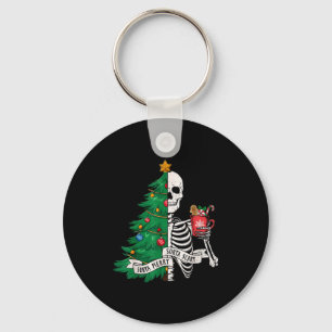 Funny Christmas Sorta Merry Sorta Y Skeleton Xmas Keychain