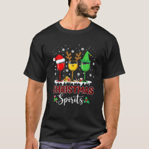Funny Christmas Spirits Glasses Of Wine Xmas Holid T-Shirt