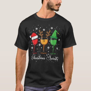 Funny Christmas Spirits Glasses Of Wine Xmas Holid T-Shirt